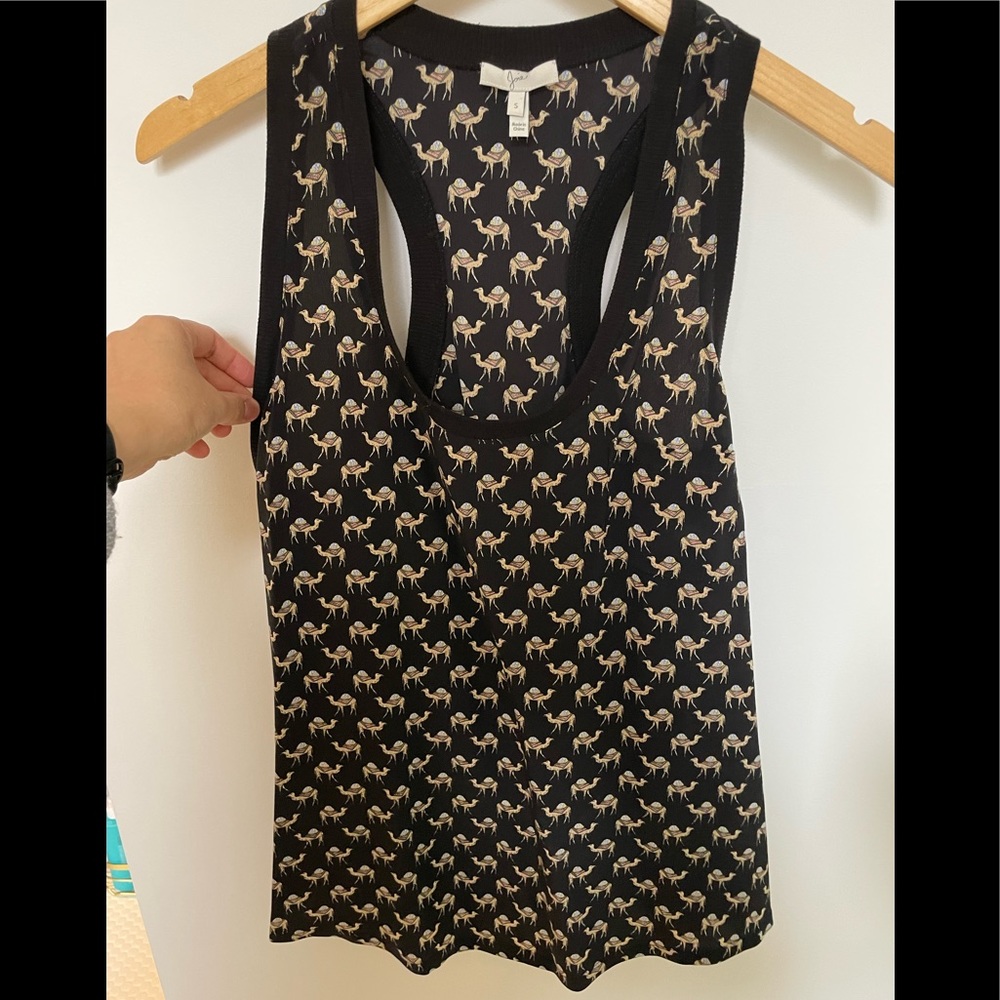 Joie Silk Racerback Camel Print Tank Top